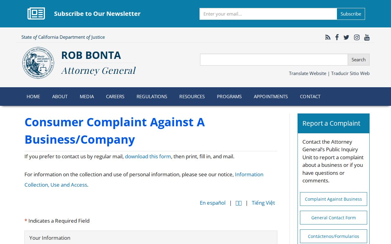 San Luis Obispo neighbors California consumer complaint path