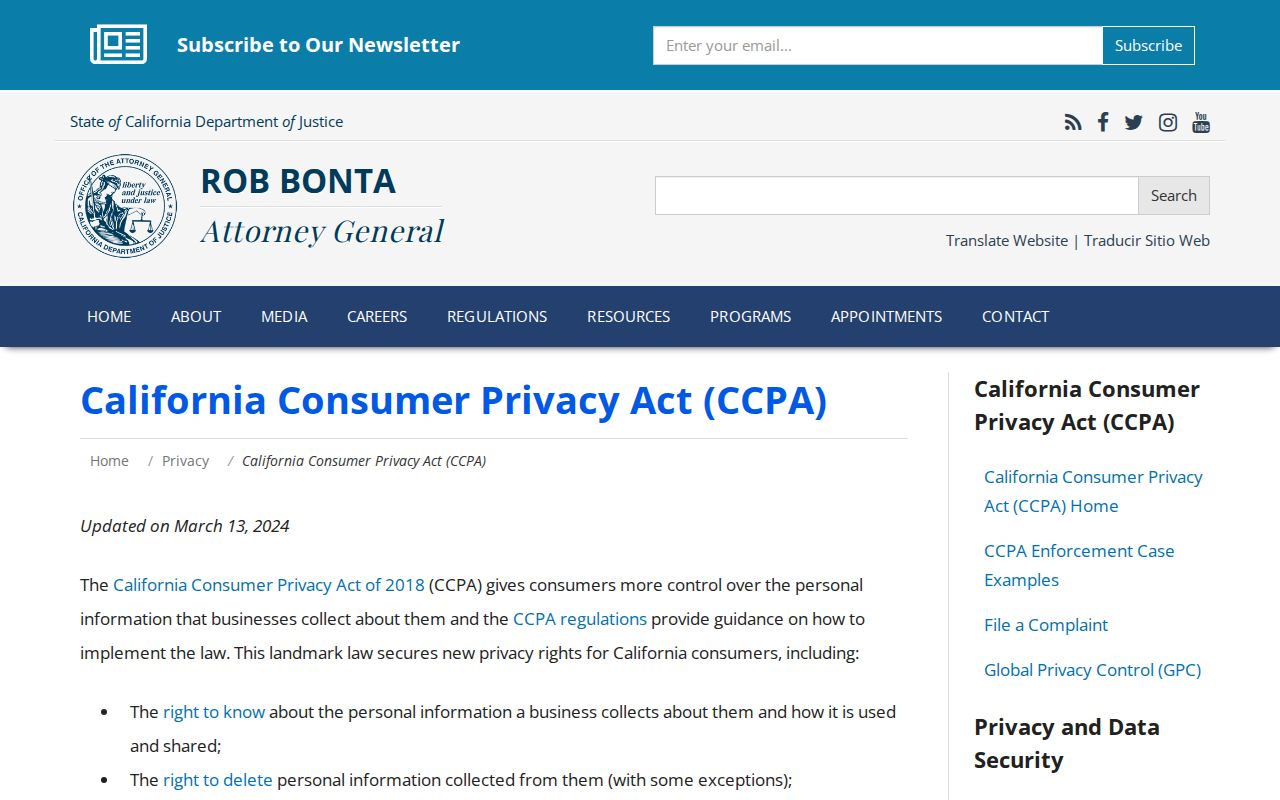 San Luis Obispo neighbors California consumer privacy guidance