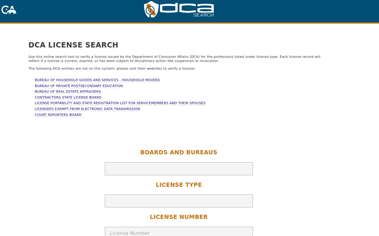 San Luis Obispo resident lookup California professional license search